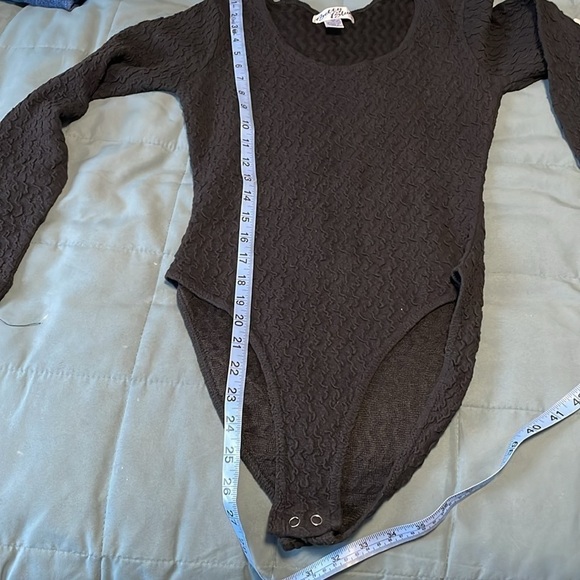 90s Long Sleeve Bodysuit Black Large Textured Swirl Alt Goth Minimal Stretch Y2K - Picture 15 of 15
